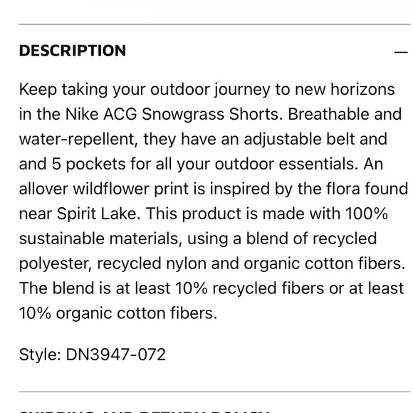 NWOT NIKE ACG Snowgrass Cream Floral Men's Cargo Shorts Size M - Picture 16 of 16